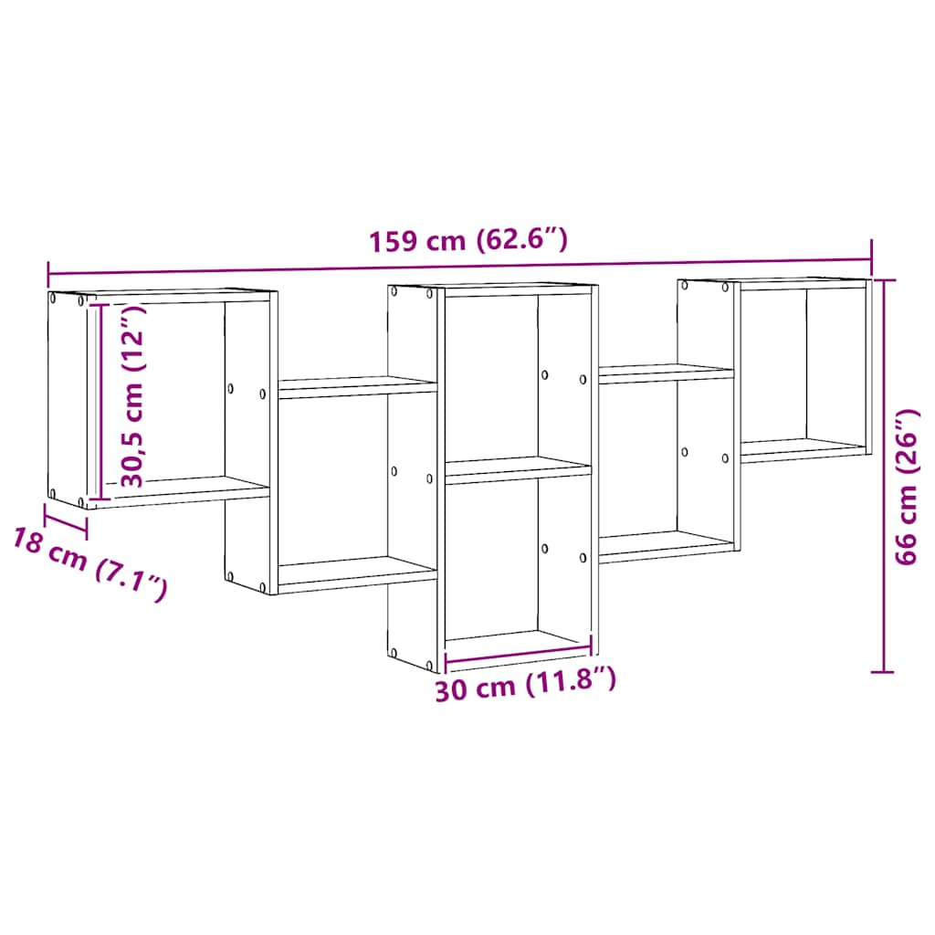 Wandregal Artisan-Eiche 159x18x66 cm Holzwerkstoff