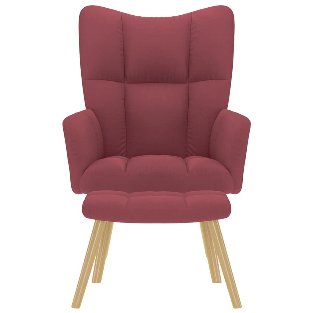 Relaxsessel mit Hocker Weinrot Stoff