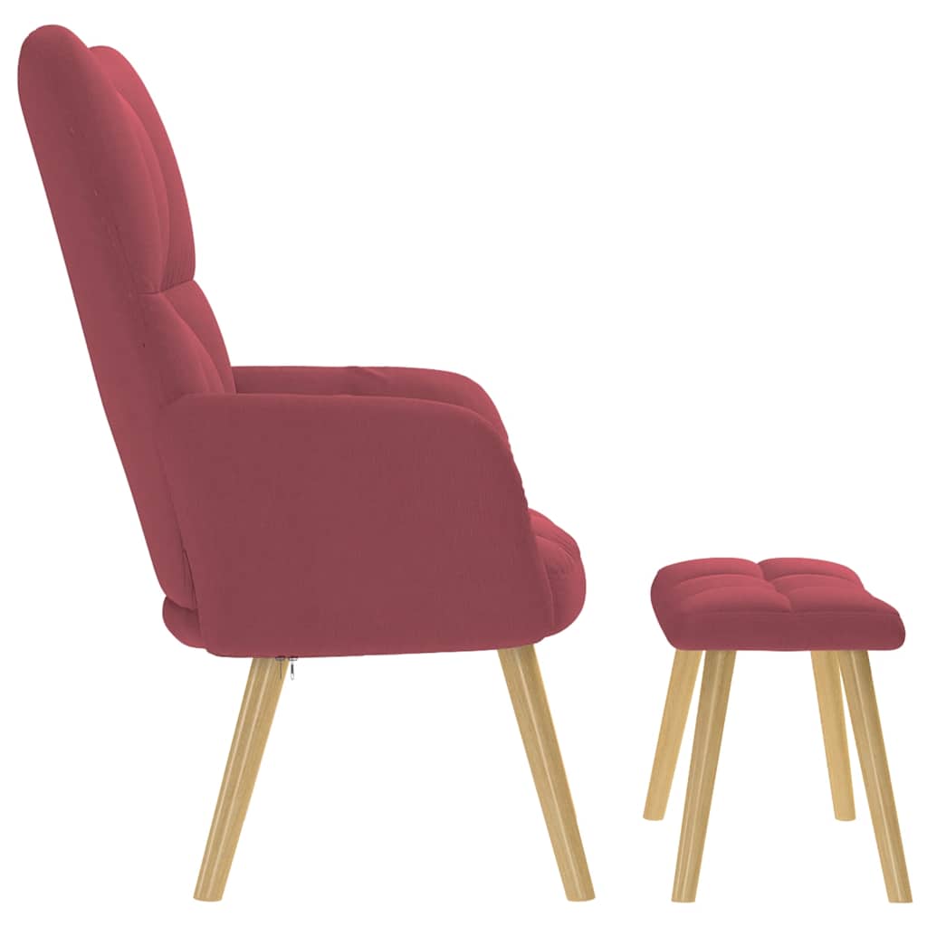 Relaxsessel mit Hocker Weinrot Stoff
