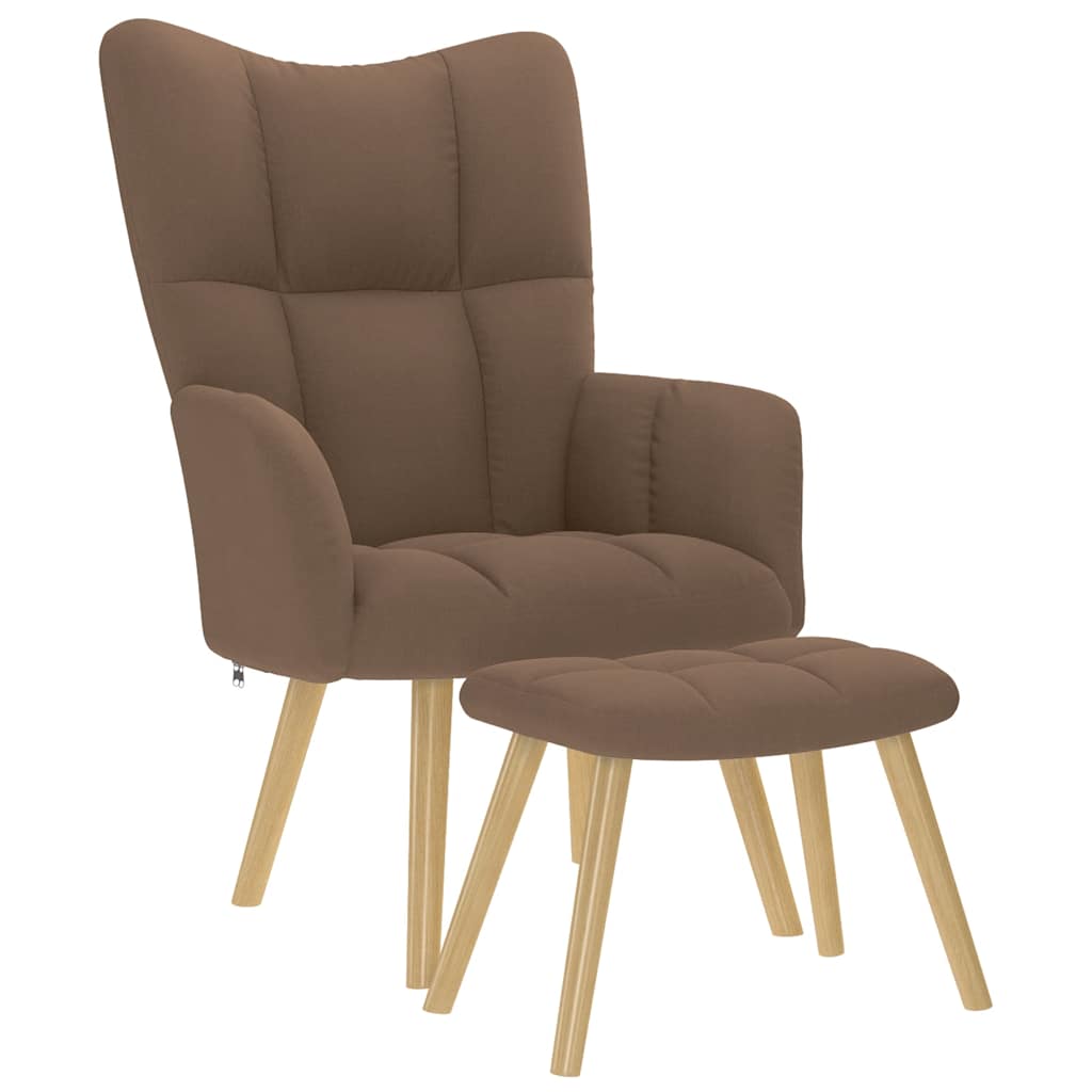 Relaxsessel mit Hocker Braun Stoff