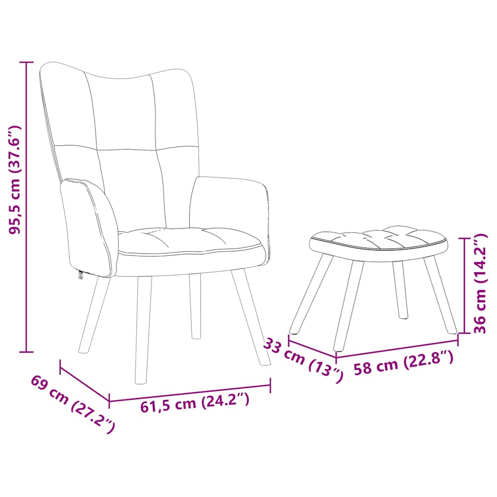 Relaxsessel mit Hocker Braun Stoff