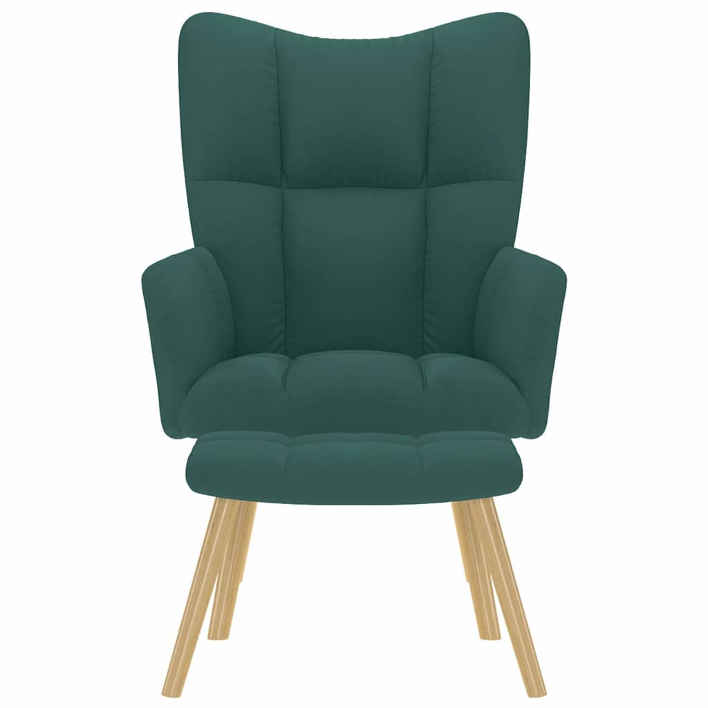 Relaxsessel mit Hocker Dunkelgrün Stoff