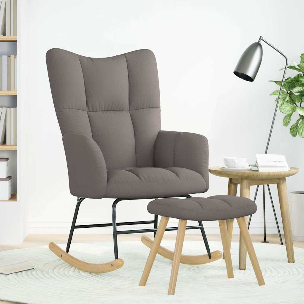 Schaukelstuhl mit Fußhocker Taupe Stoff