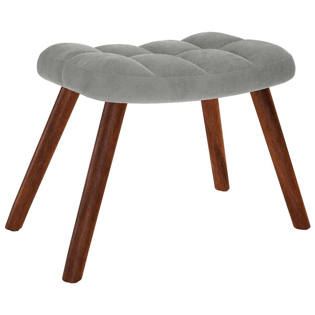 Relaxsessel mit Hocker Hellgrau Samt