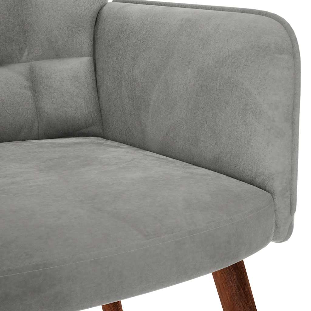 Relaxsessel mit Hocker Hellgrau Samt