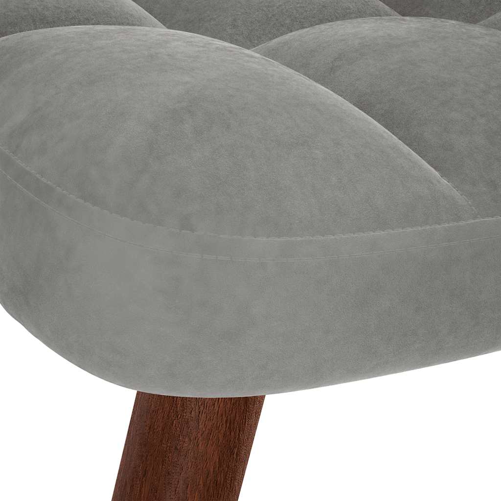 Relaxsessel mit Hocker Hellgrau Samt
