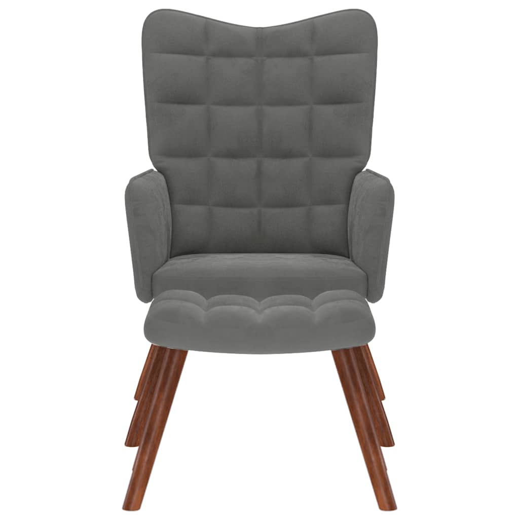 Relaxsessel mit Hocker Dunkelgrau Samt