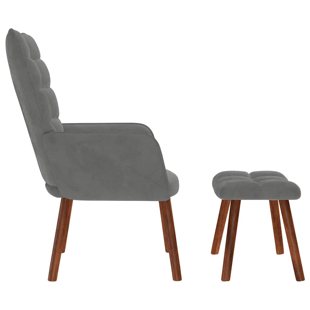 Relaxsessel mit Hocker Dunkelgrau Samt