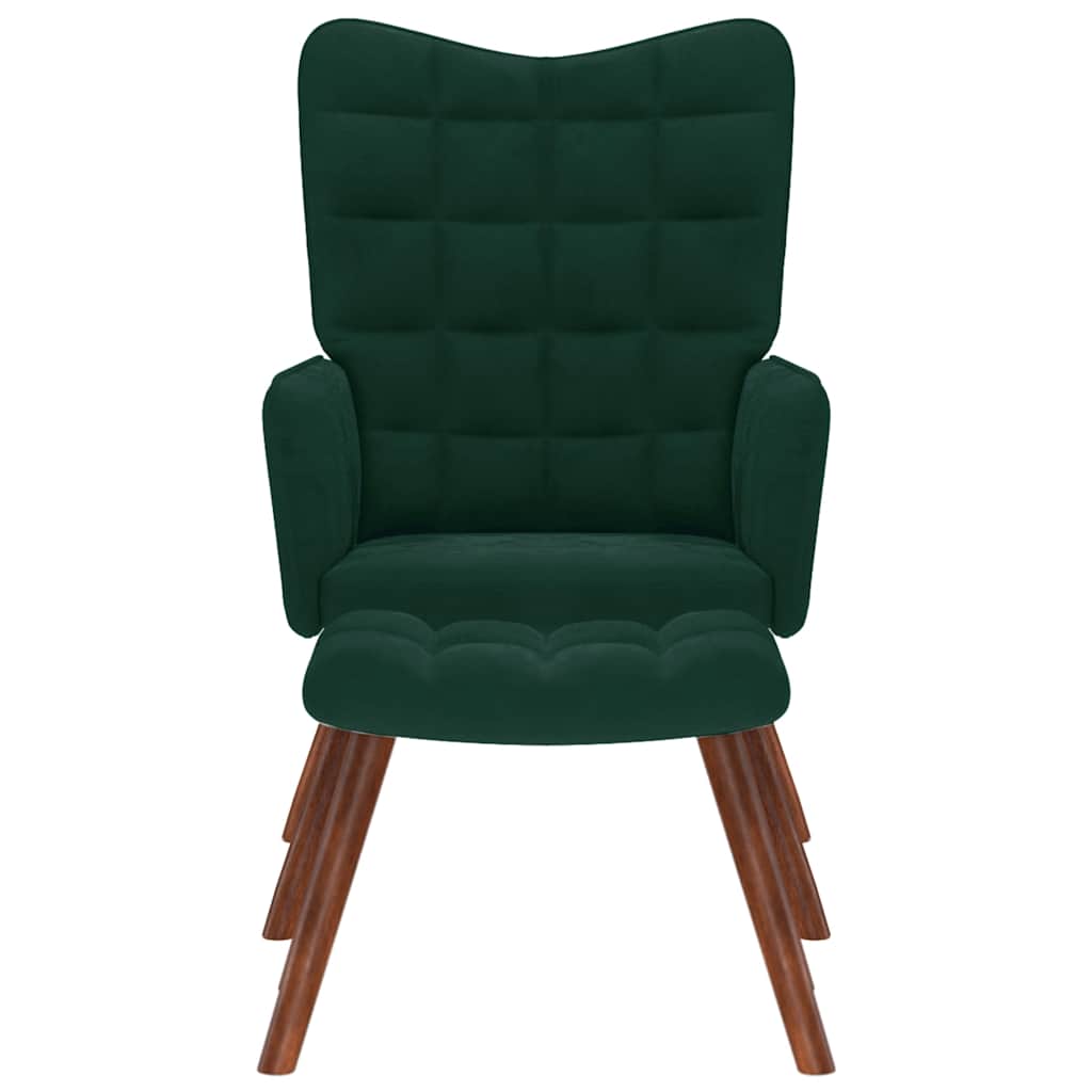 Relaxsessel mit Hocker Dunkelgrün Samt