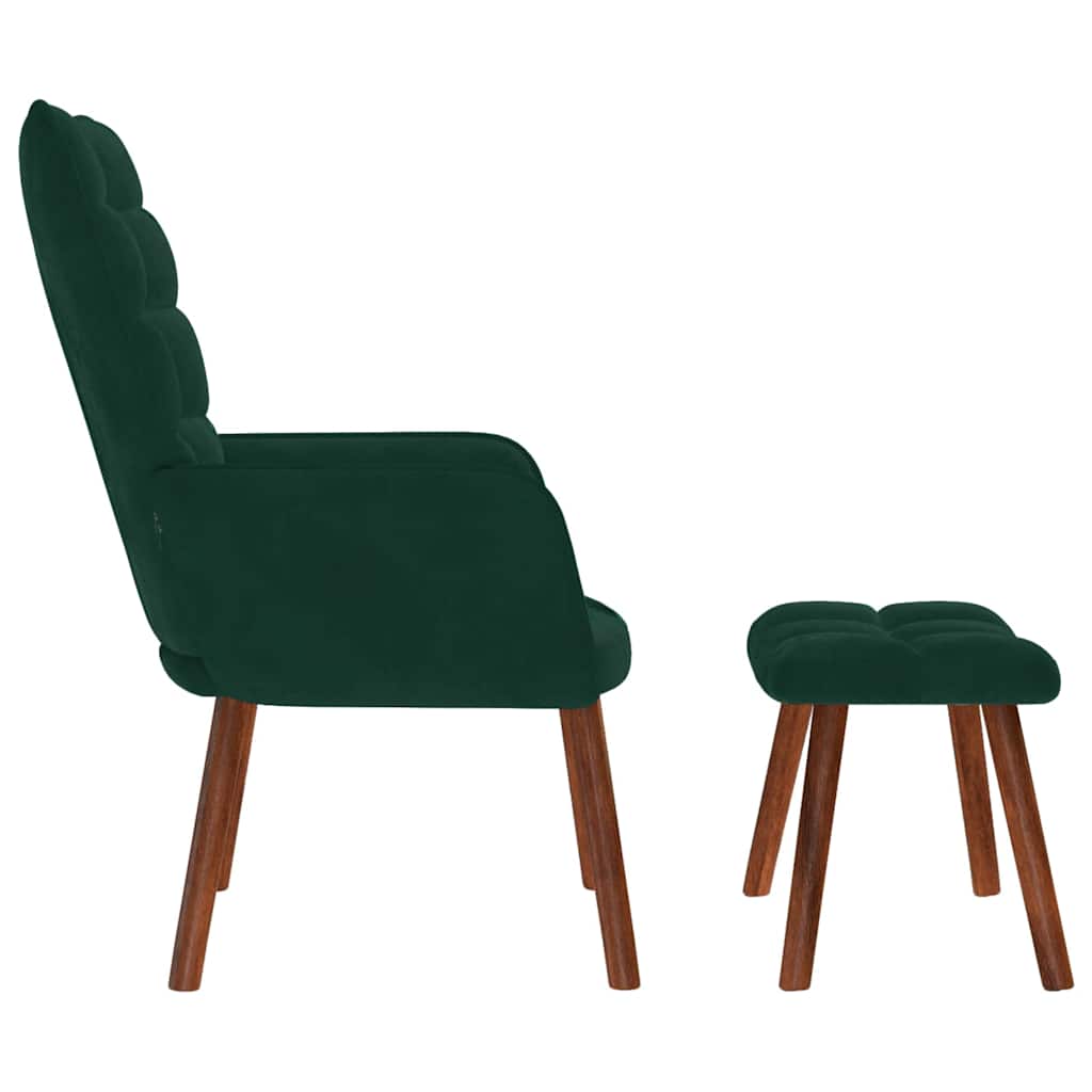 Relaxsessel mit Hocker Dunkelgrün Samt