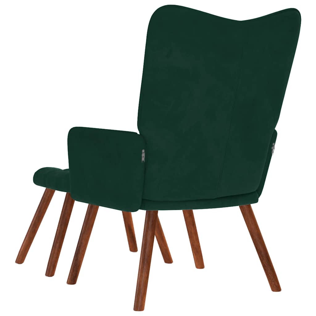 Relaxsessel mit Hocker Dunkelgrün Samt