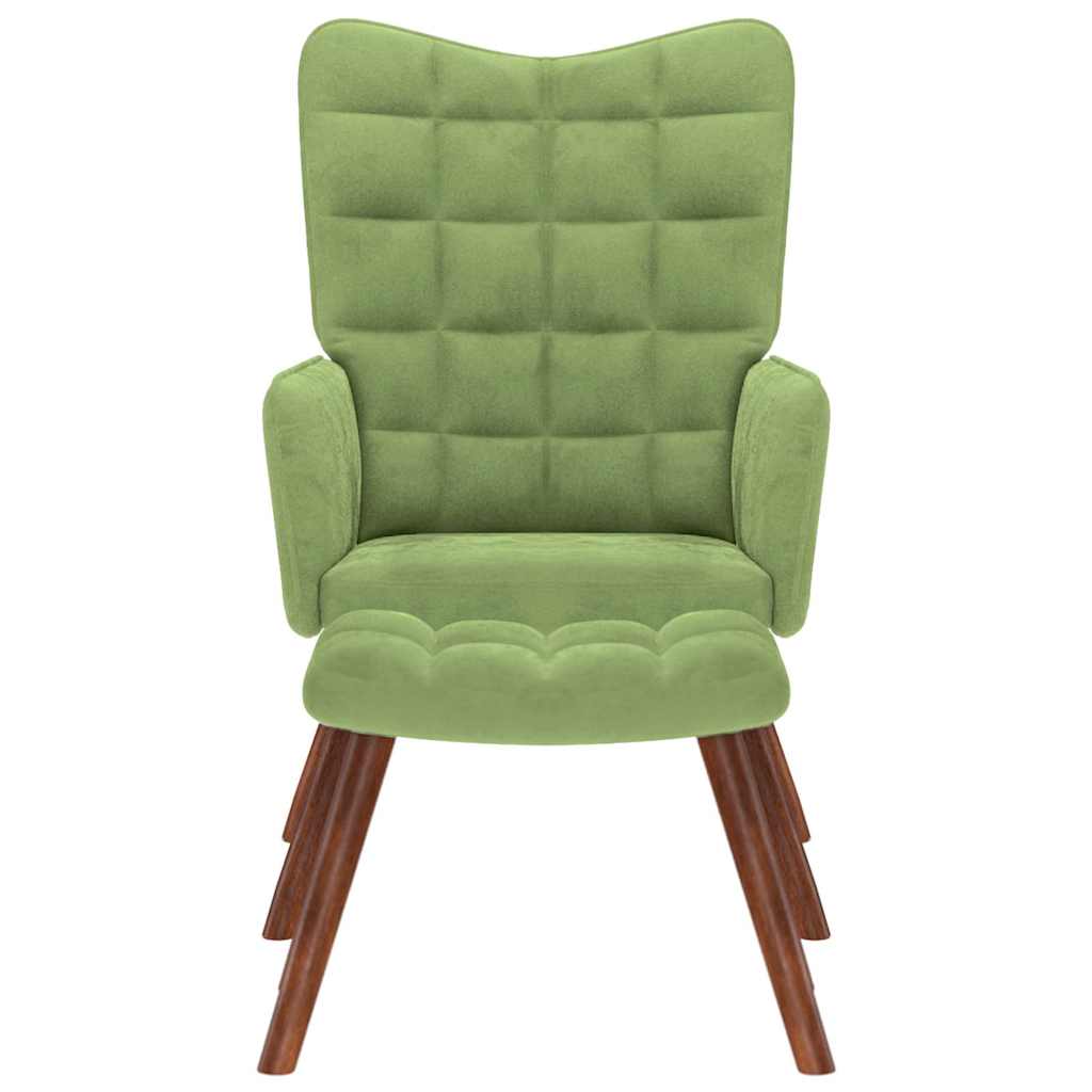 Relaxsessel mit Hocker Hellgrün Samt