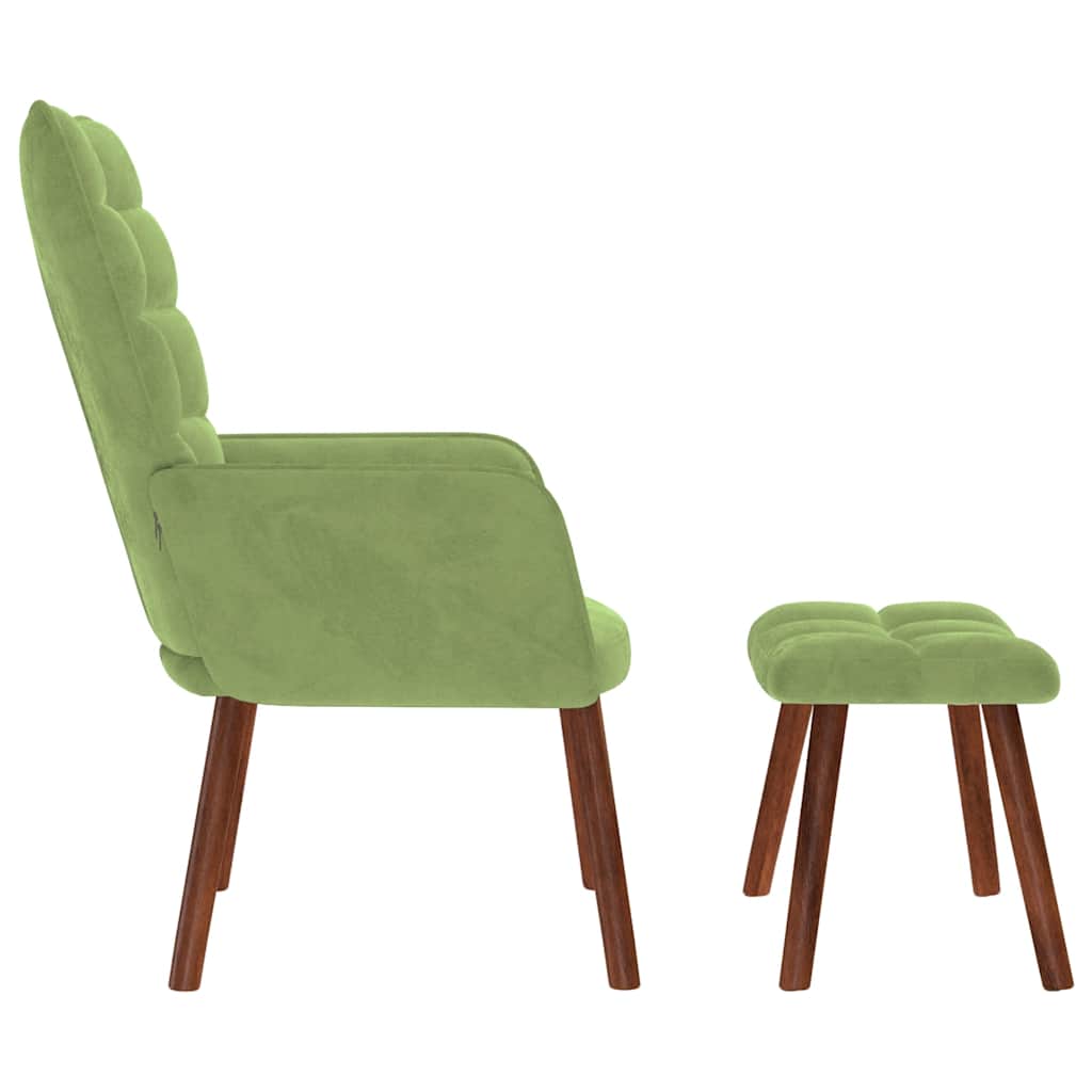 Relaxsessel mit Hocker Hellgrün Samt