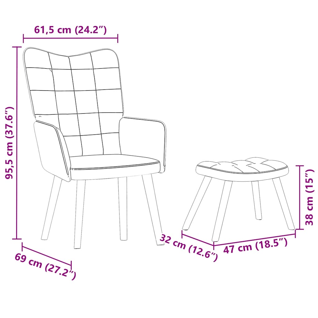 Relaxsessel mit Hocker Rosa Samt