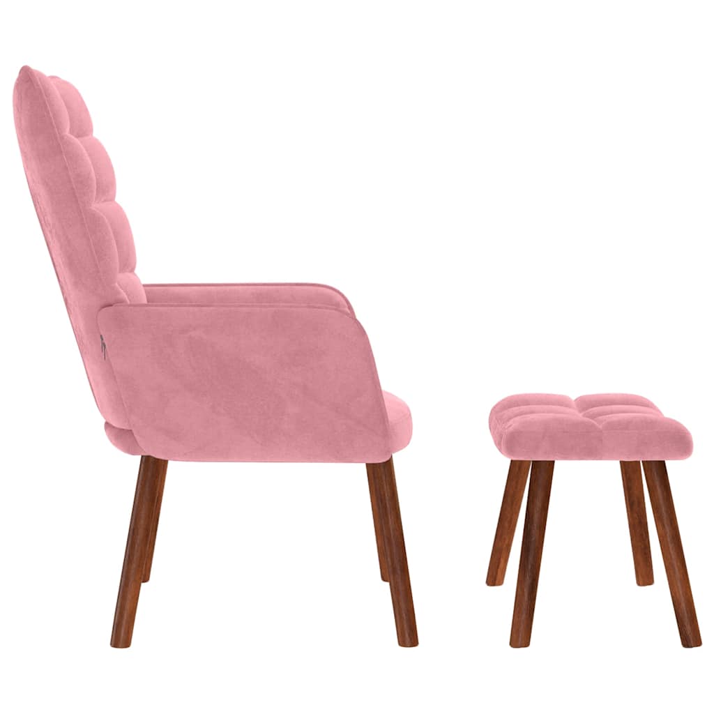 Relaxsessel mit Hocker Rosa Samt