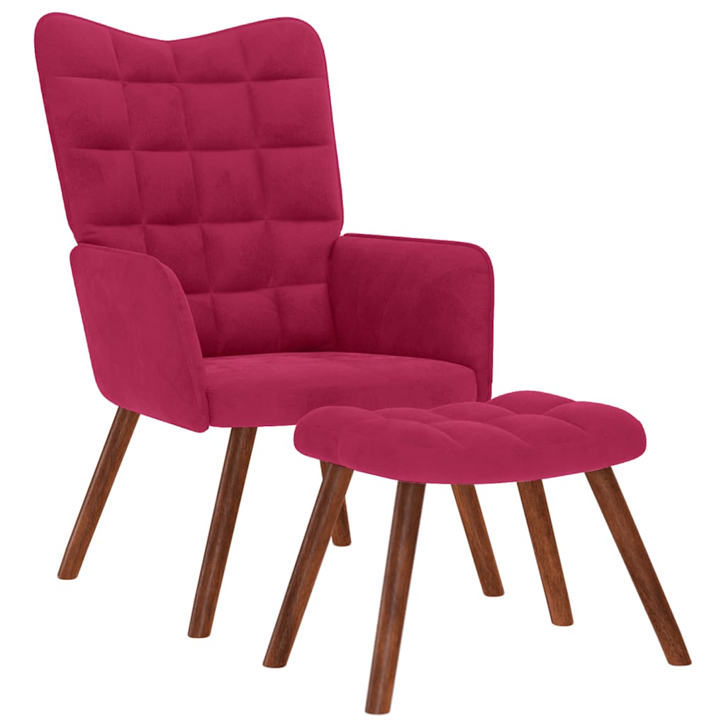 Relaxsessel mit Hocker Weinrot Samt