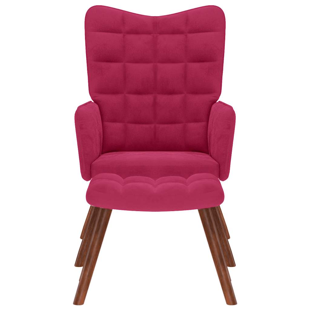 Relaxsessel mit Hocker Weinrot Samt