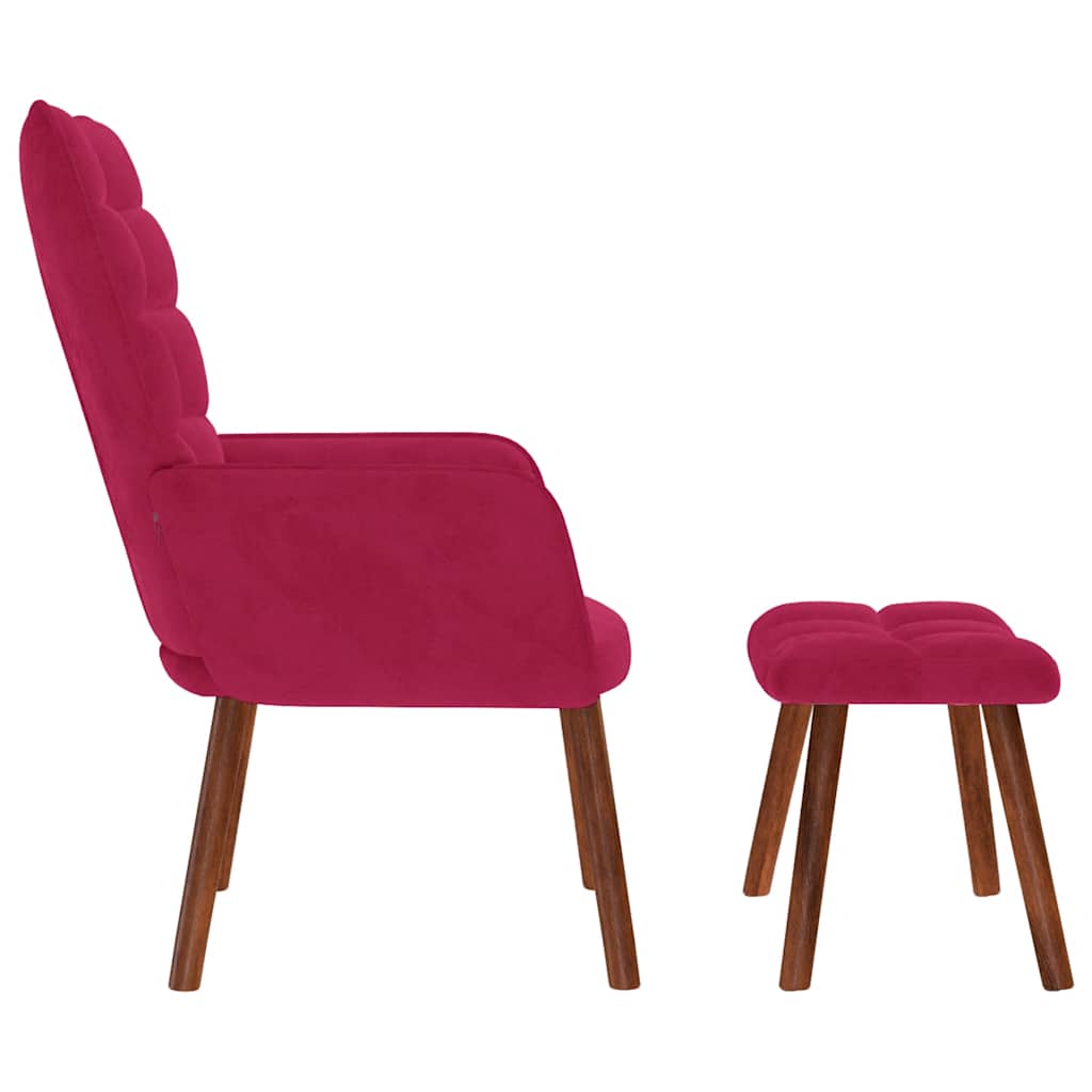 Relaxsessel mit Hocker Weinrot Samt