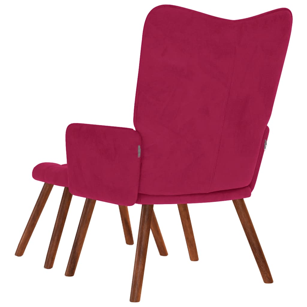 Relaxsessel mit Hocker Weinrot Samt