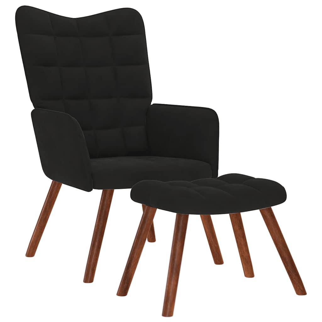 Relaxsessel mit Hocker Schwarzer Samt