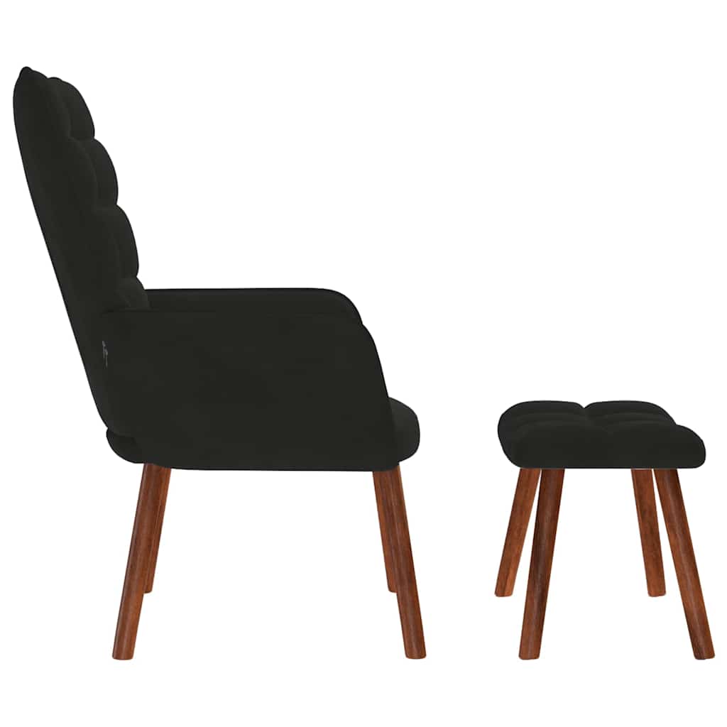 Relaxsessel mit Hocker Schwarzer Samt