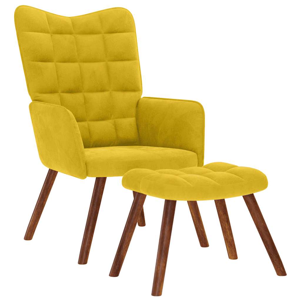 Relaxsessel mit Hocker Gelber Samt