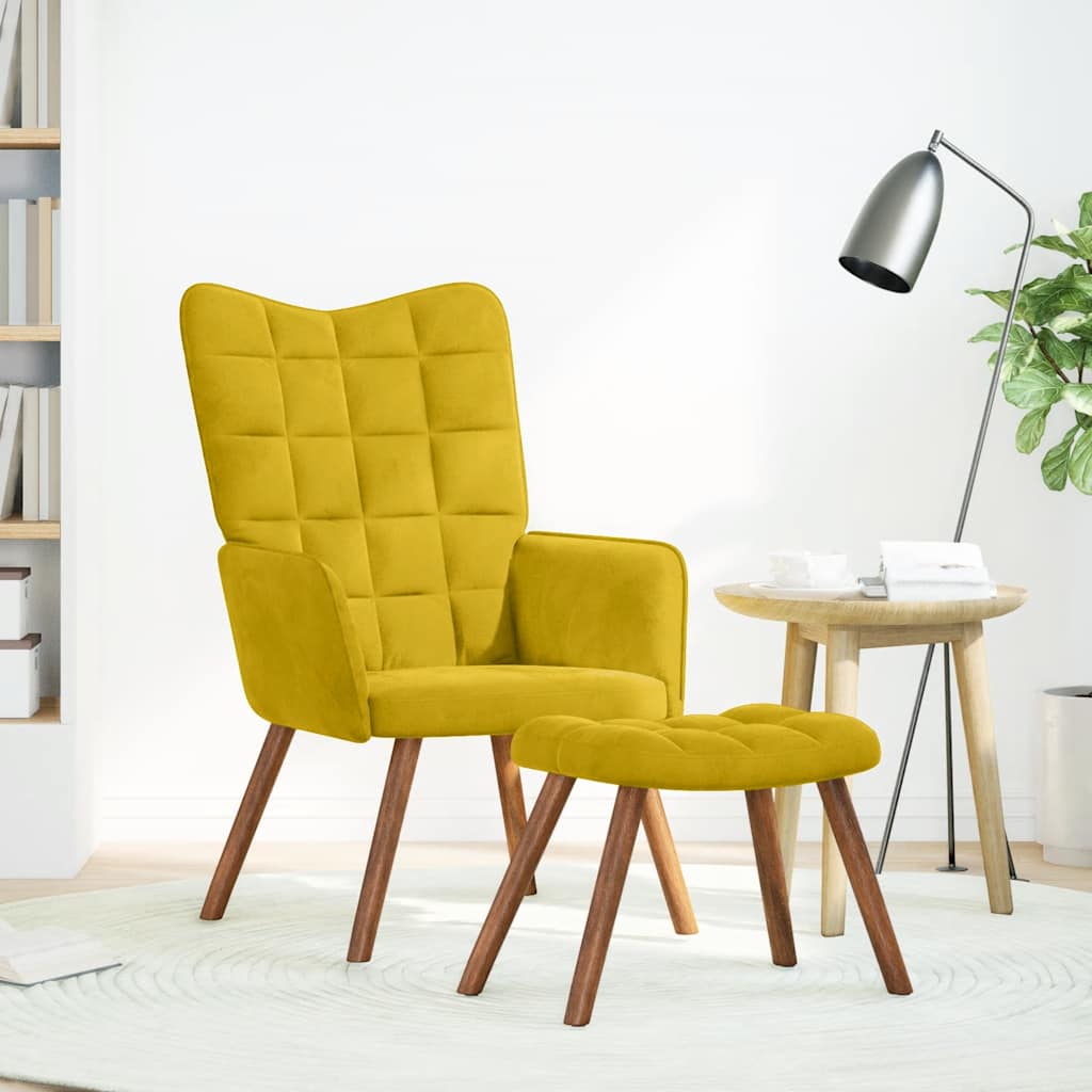 Relaxsessel mit Hocker Gelber Samt