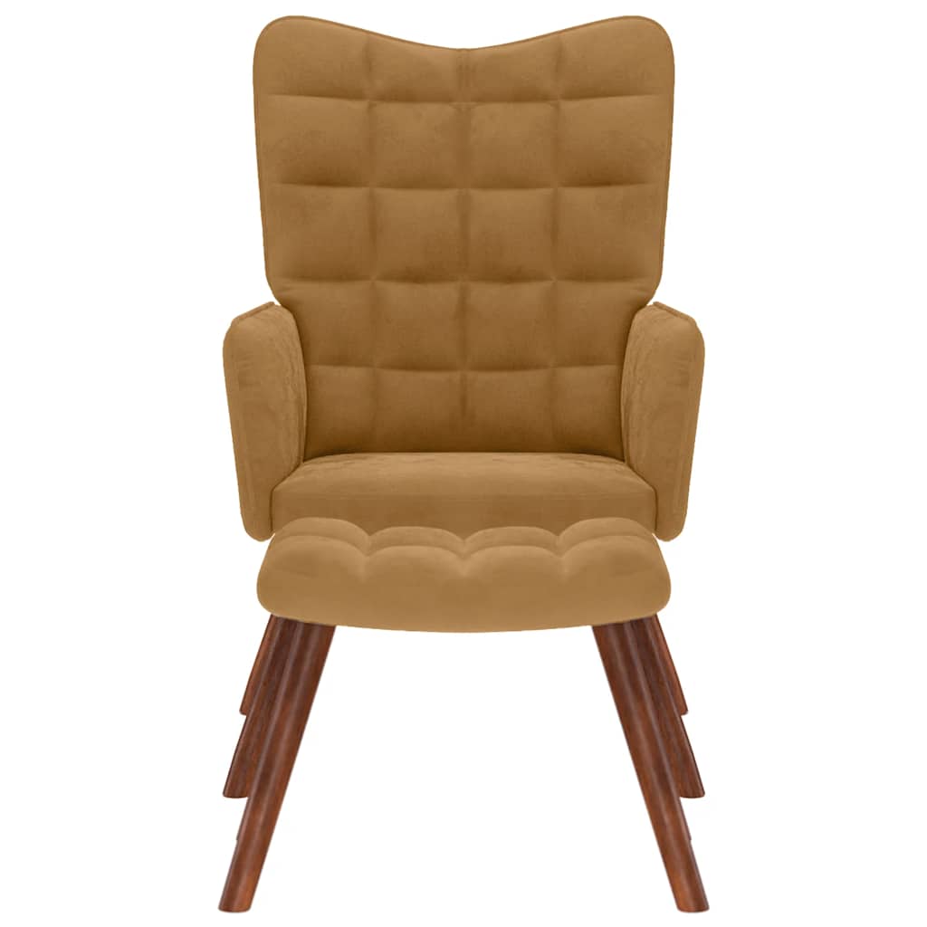 Relaxsessel mit Hocker Braun Samt