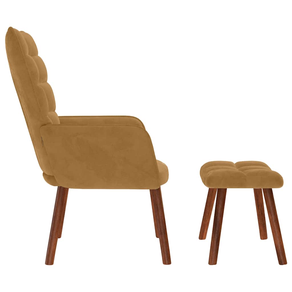 Relaxsessel mit Hocker Braun Samt
