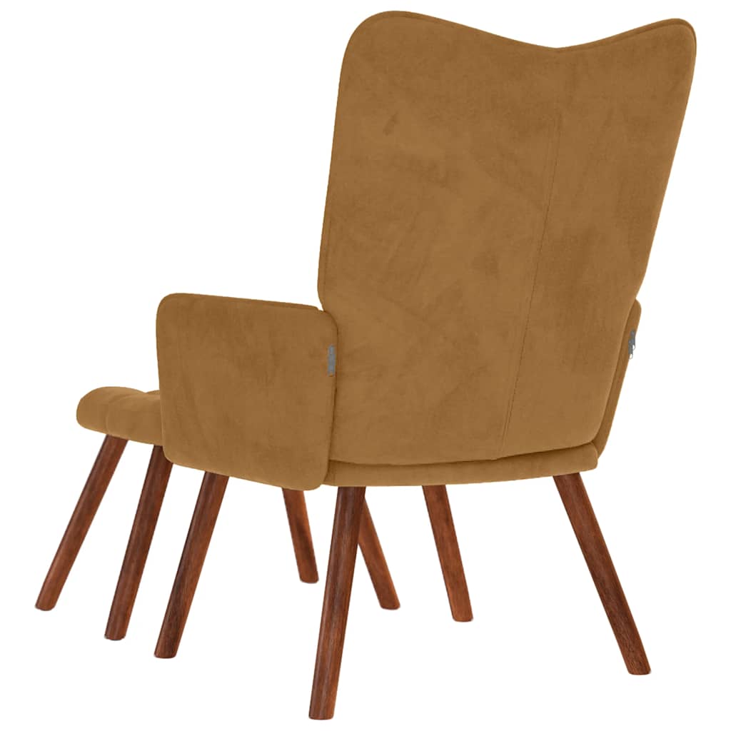 Relaxsessel mit Hocker Braun Samt