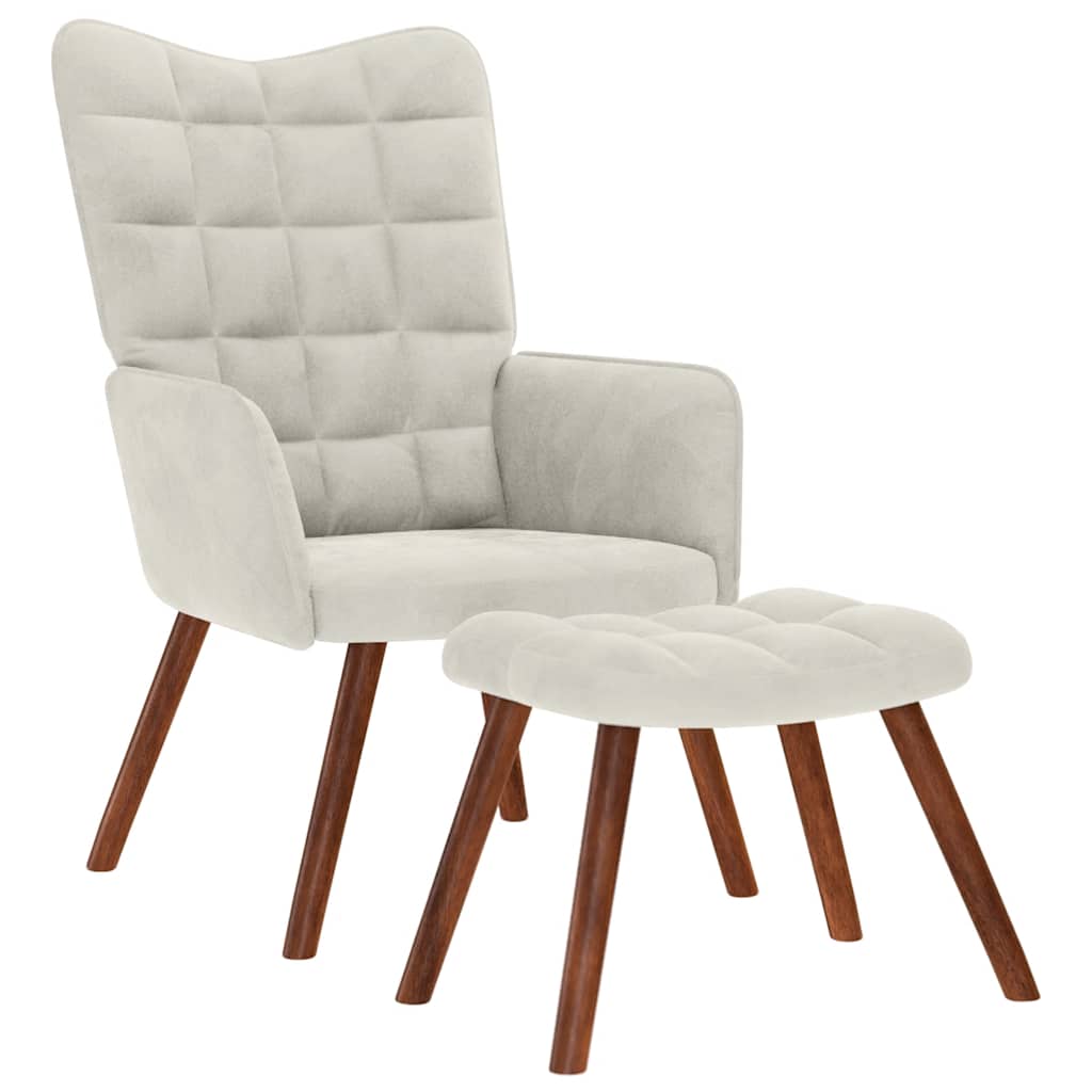 Relaxsessel mit Hocker Creme Samt