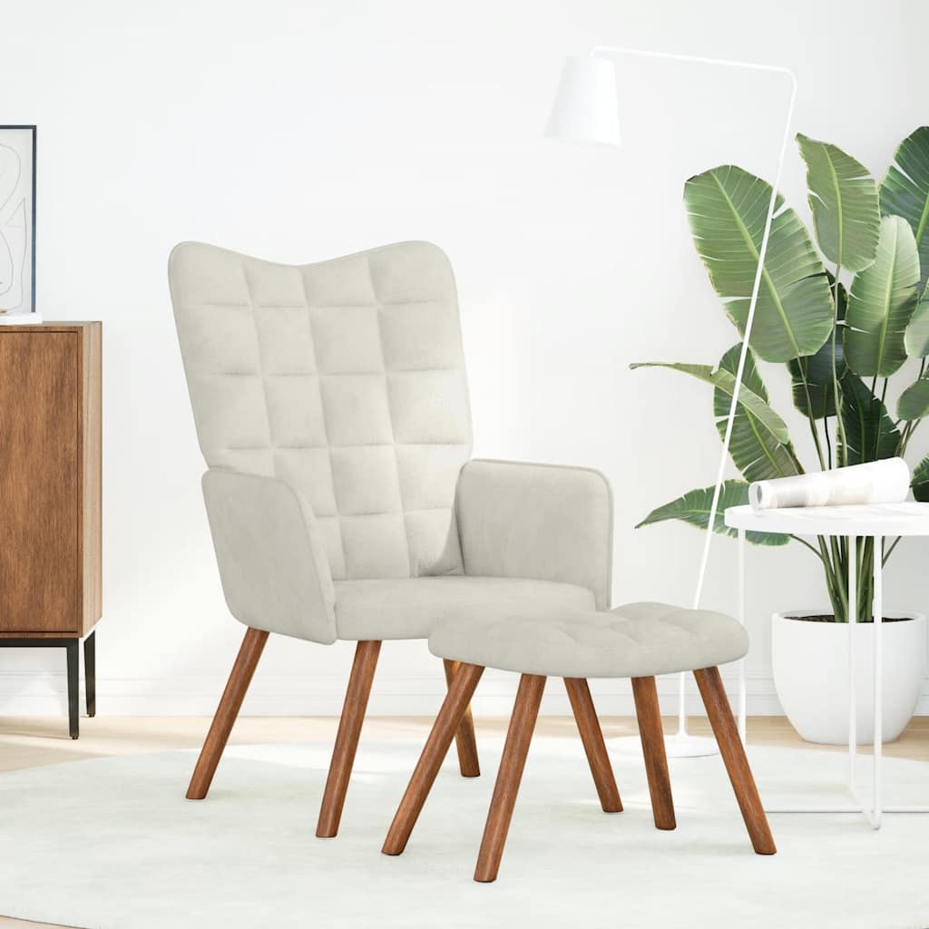 Relaxsessel mit Hocker Creme Samt