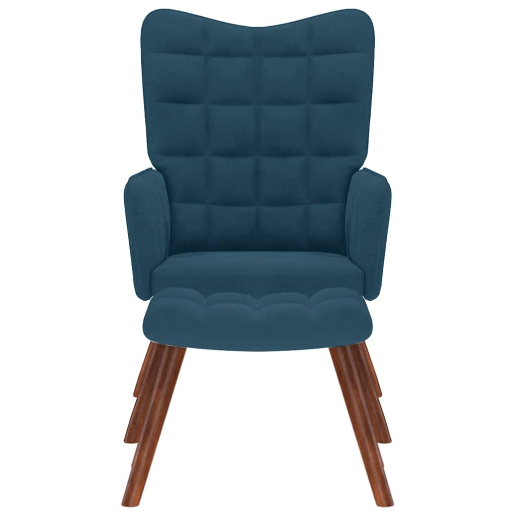 Relaxsessel mit Hocker Blau Samt
