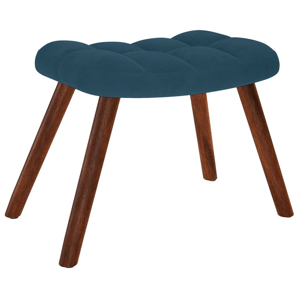 Relaxsessel mit Hocker Blau Samt