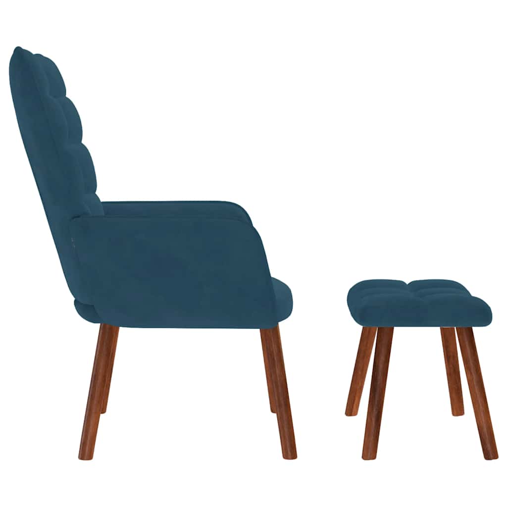 Relaxsessel mit Hocker Blau Samt