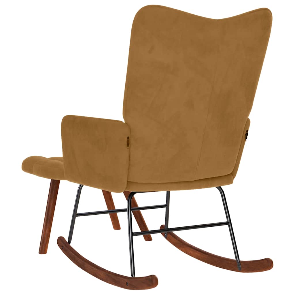 Schaukelstuhl mit Hocker Brauner Samt