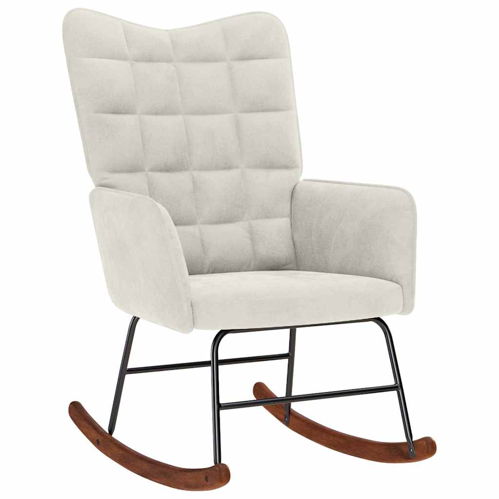 Schaukelstuhl mit Hocker Creme Samt