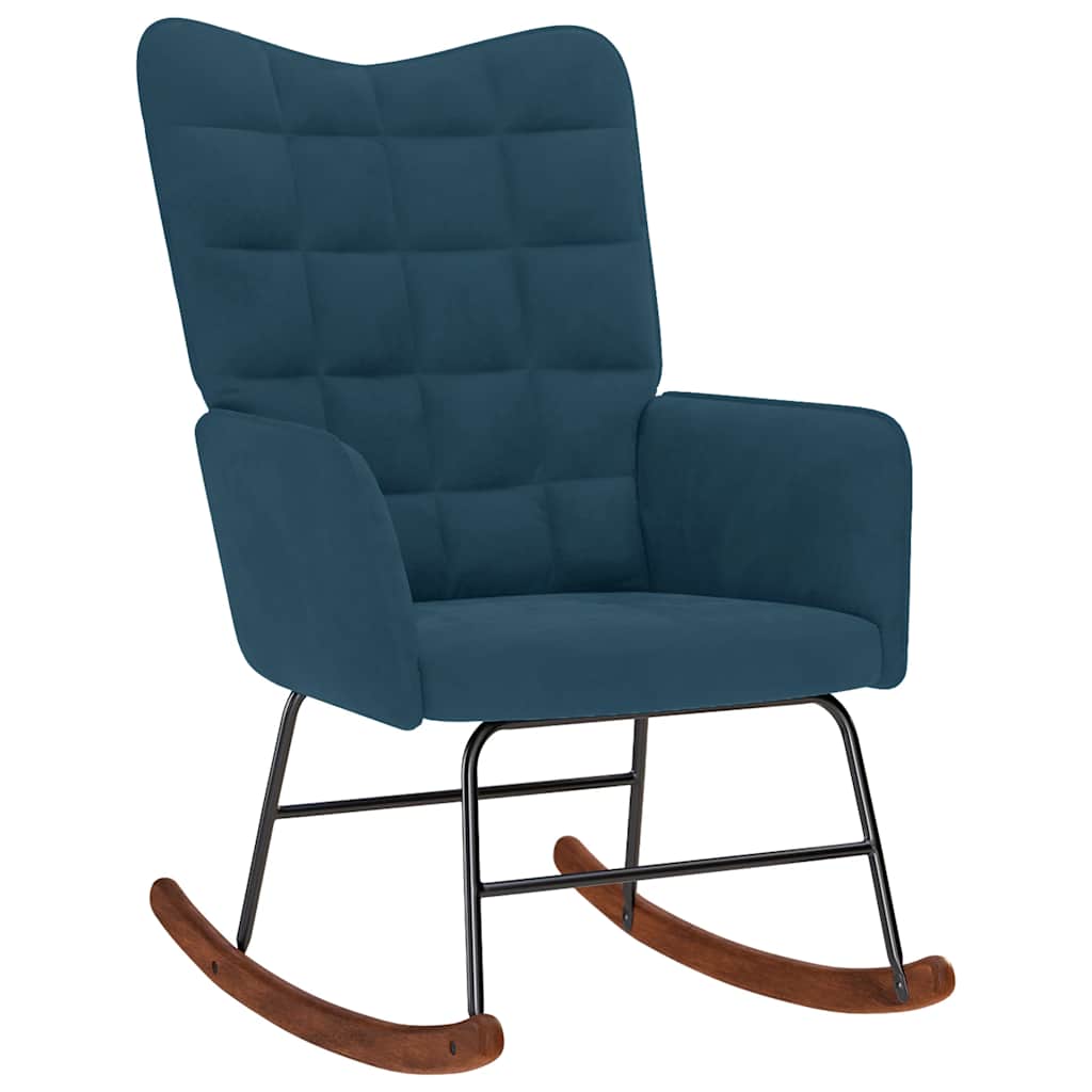 Schaukelstuhl mit Hocker Blauer Samt