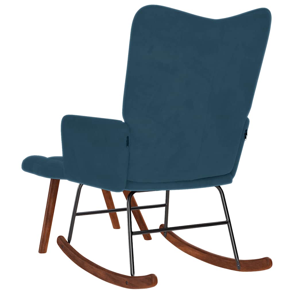 Schaukelstuhl mit Hocker Blauer Samt