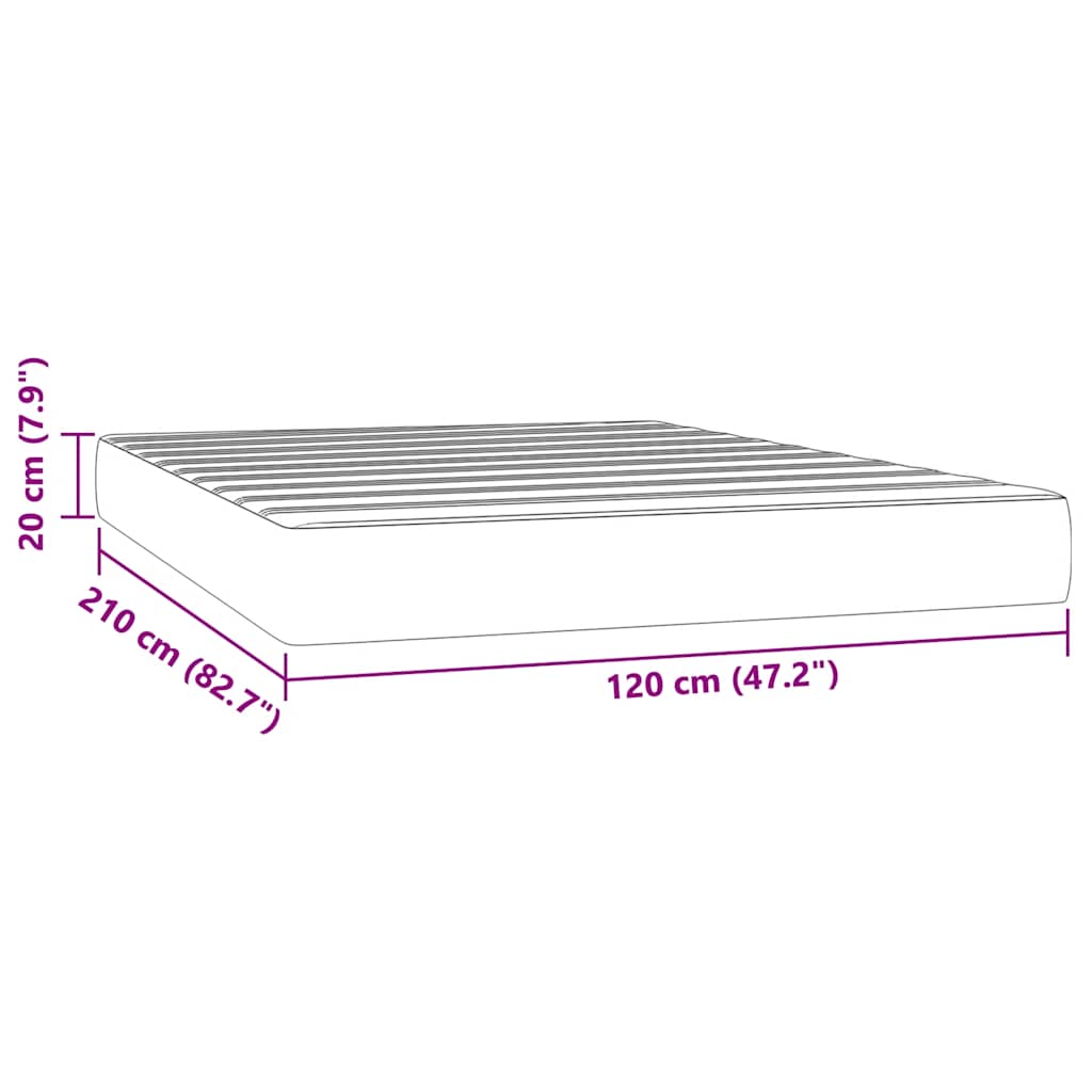 Taschenfederkernmatratze Mittel Dunkelgrau 120x210x20 cm Samt