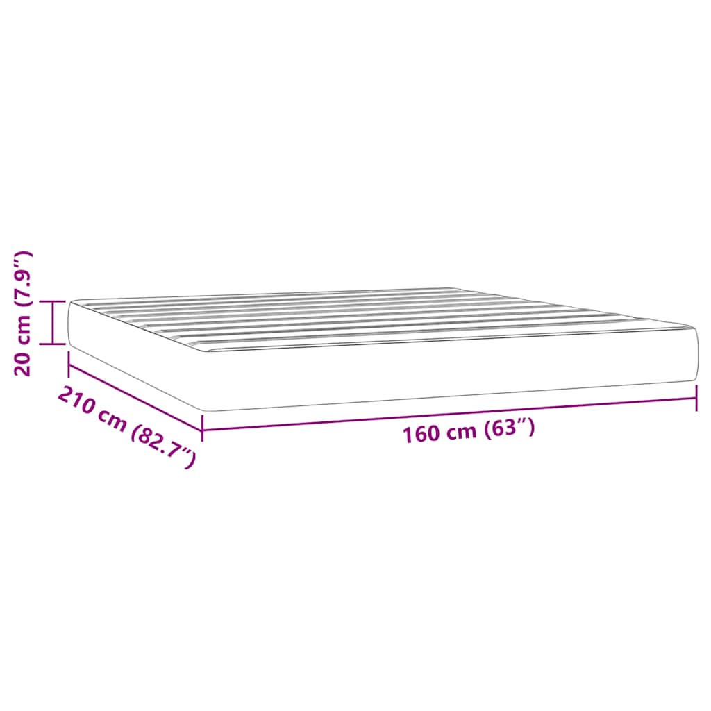 Taschenfederkernmatratze Mittel Dunkelgrau 160x210x20 cm Samt