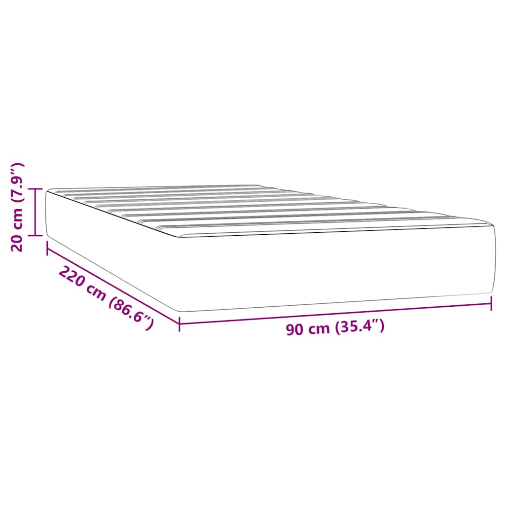 Taschenfederkernmatratze Mittel Rosa 90x220x20 cm Samt