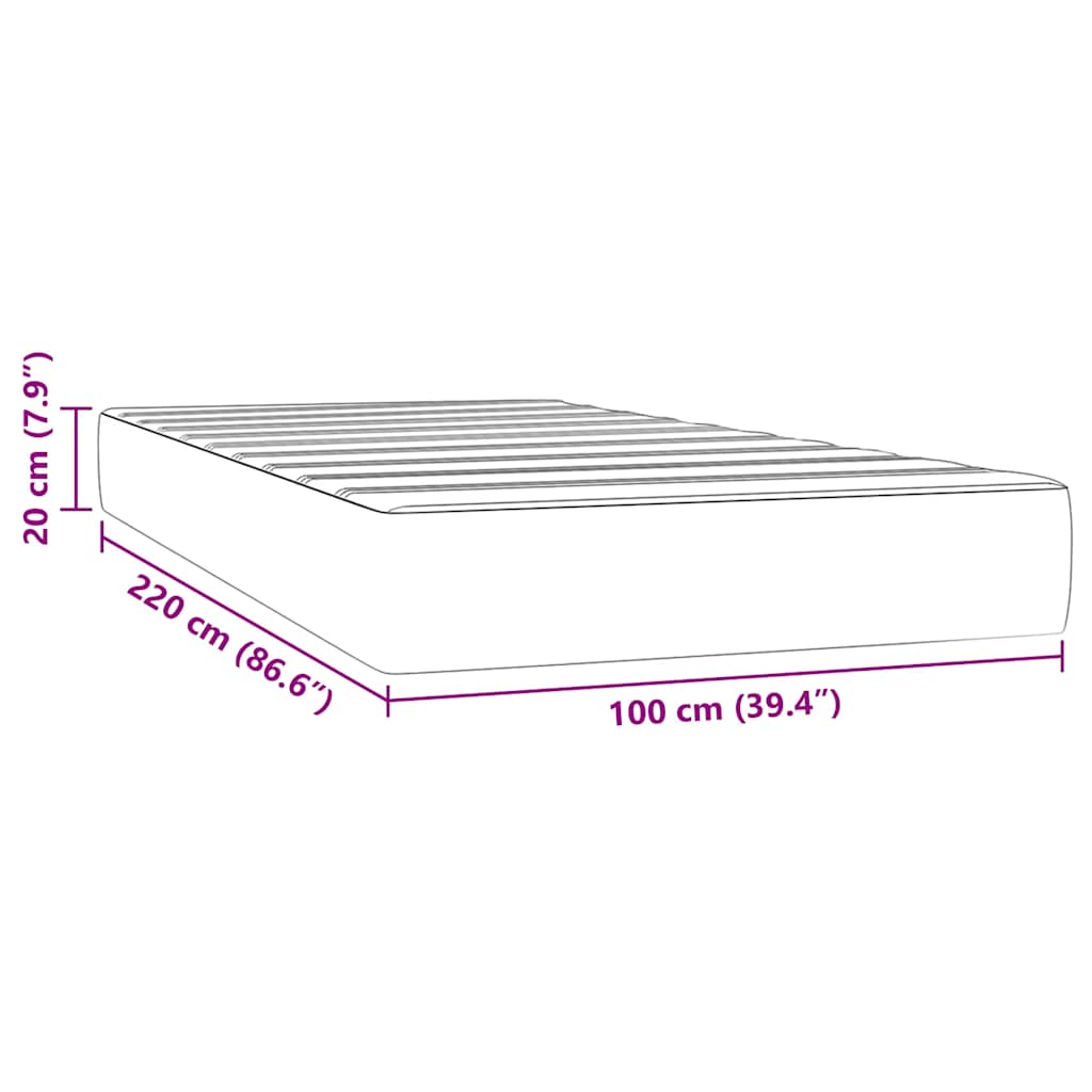 Taschenfederkernmatratze Mittel Dunkelgrau 100x220x20 cm Samt