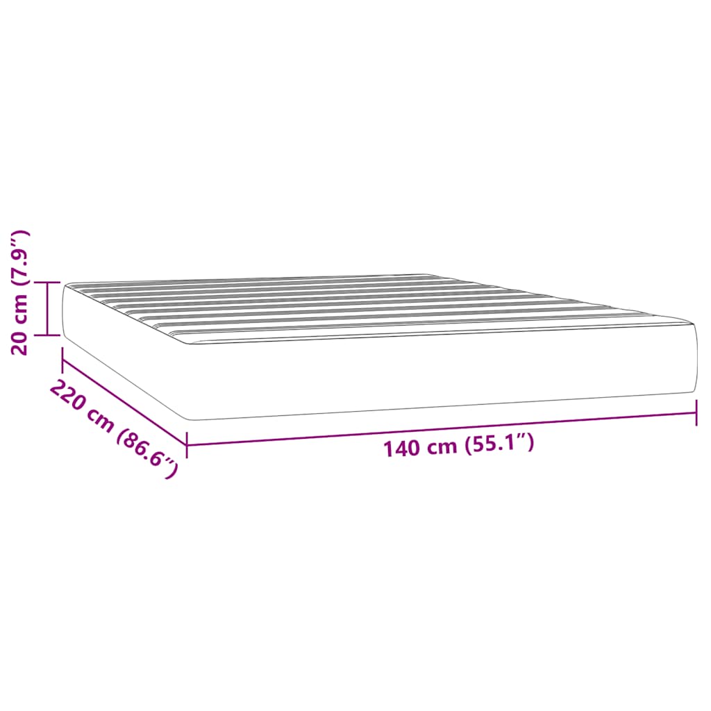 Taschenfederkernmatratze Mittel Rosa 140x220x20 cm Samt