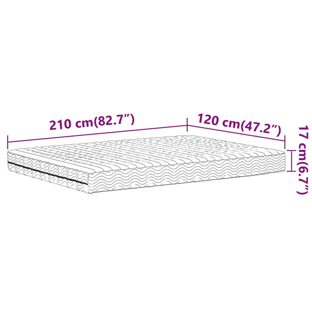 Schaumstoffmatratze Weiß 120x210 cm Härtegrad H2 H3