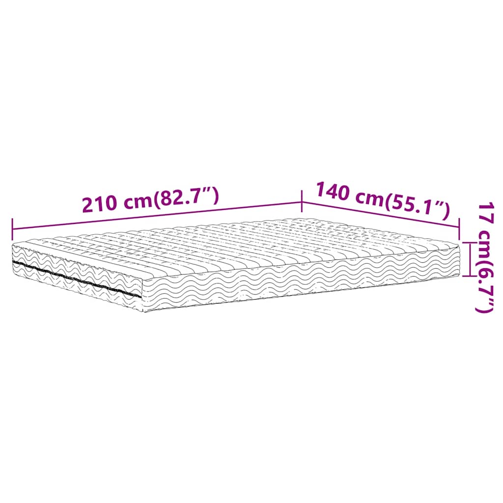Schaumstoffmatratze Weiß 140x210 cm Härtegrad H2 H3