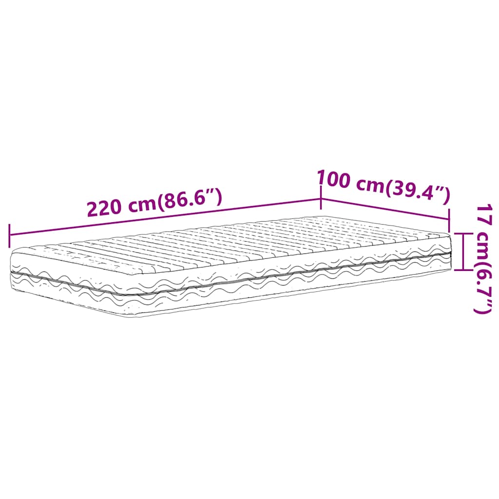 Schaumstoffmatratze Weiß 100x220 cm Härtegrad H2 H3