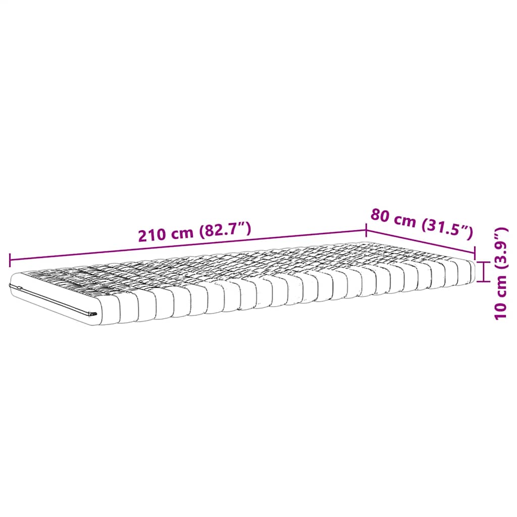 Schaumstoffmatratze Weiß 80x210 cm 7-Zonen Härtegrad 20 ILD