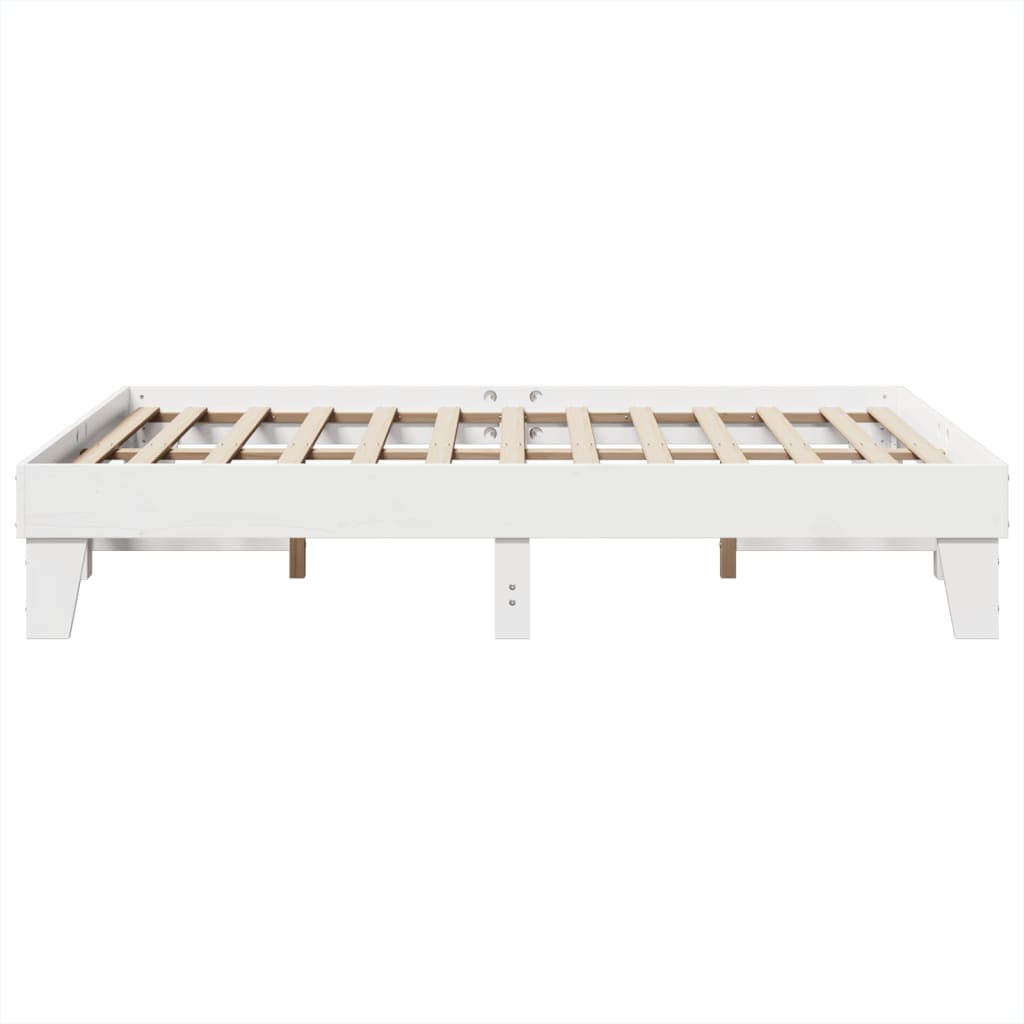 Massivholzbett ohne Matratze Weiß 150x200 cm Kiefernholz