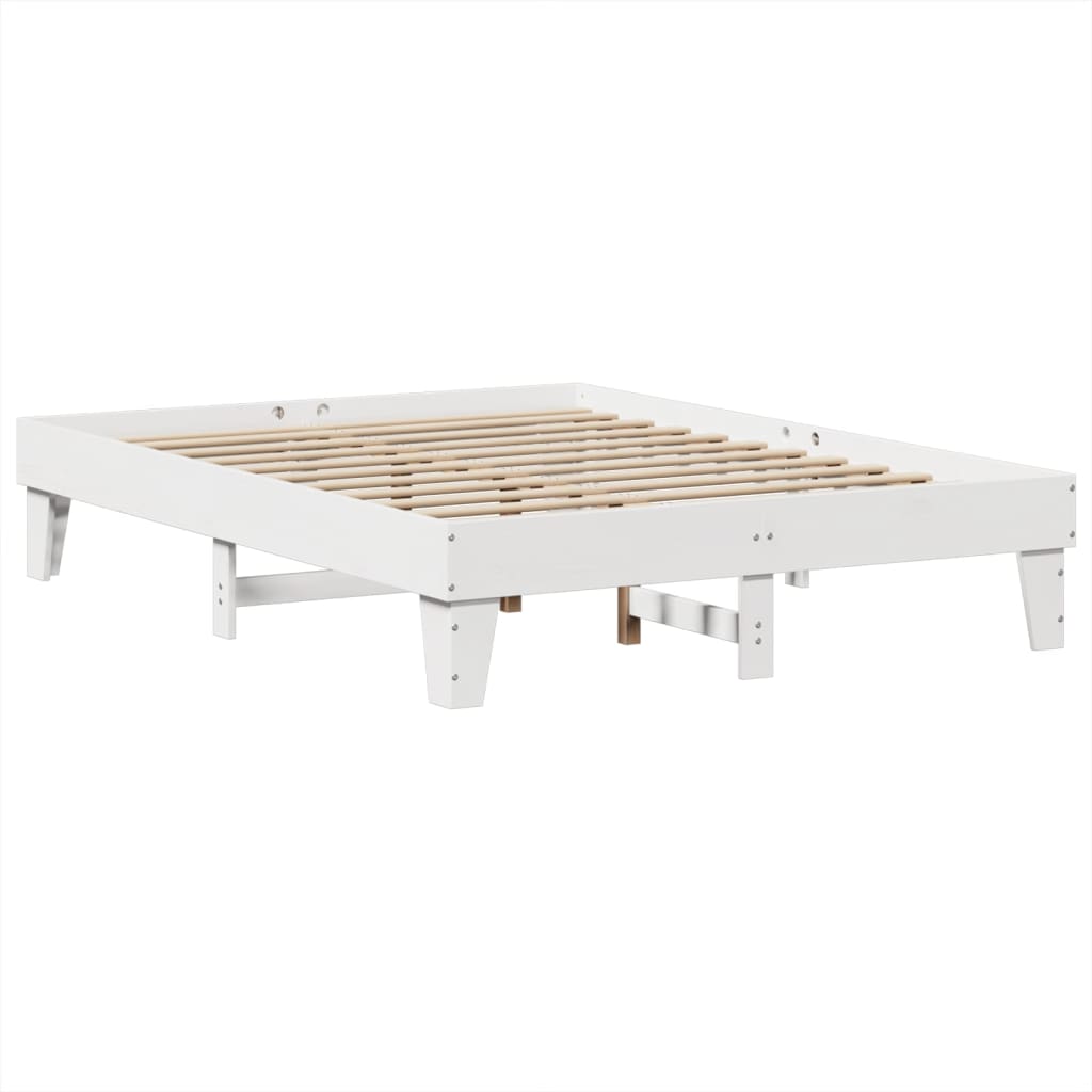 Massivholzbett ohne Matratze Weiß 140x190 cm Kiefernholz